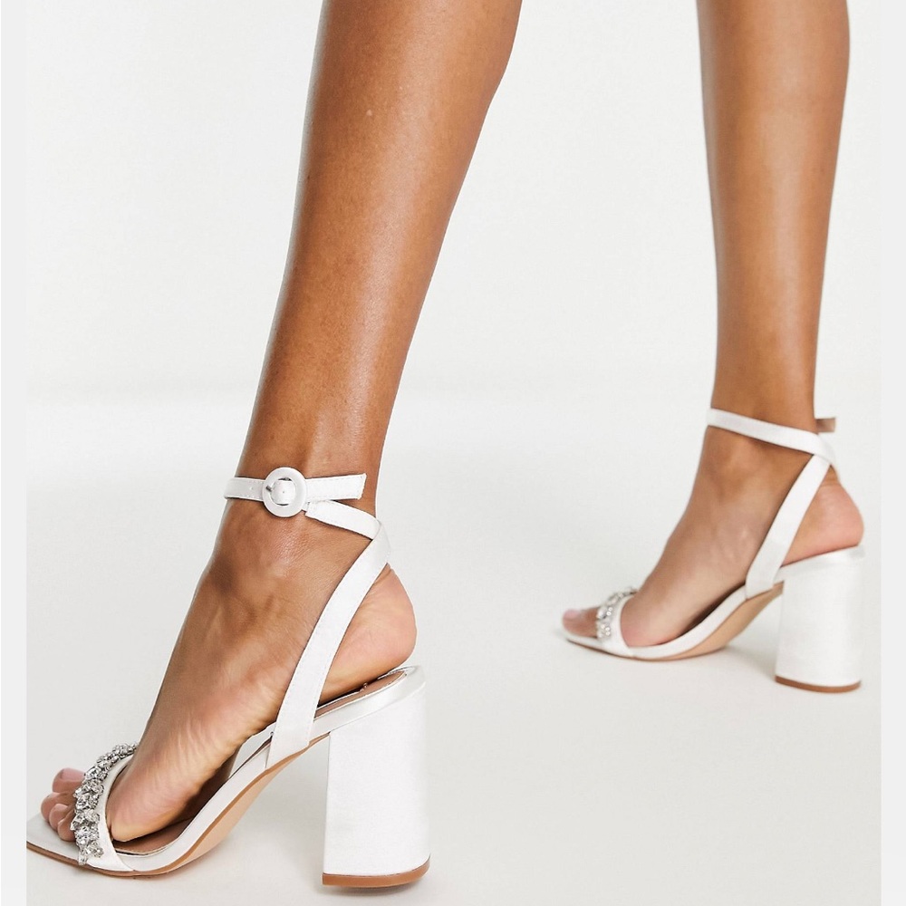 Ivory Rhinestone Embellished Block Heels - Picture 2 of 6